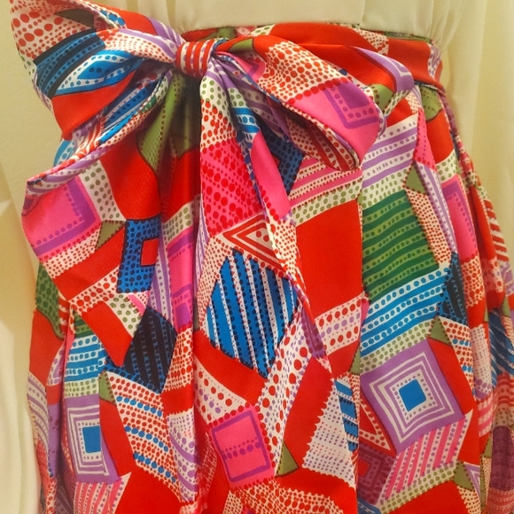 Vintage maxi 70s / late 60s Abercrombie & Fitch mod pattern long sleeve dress - Picture 6 of 8